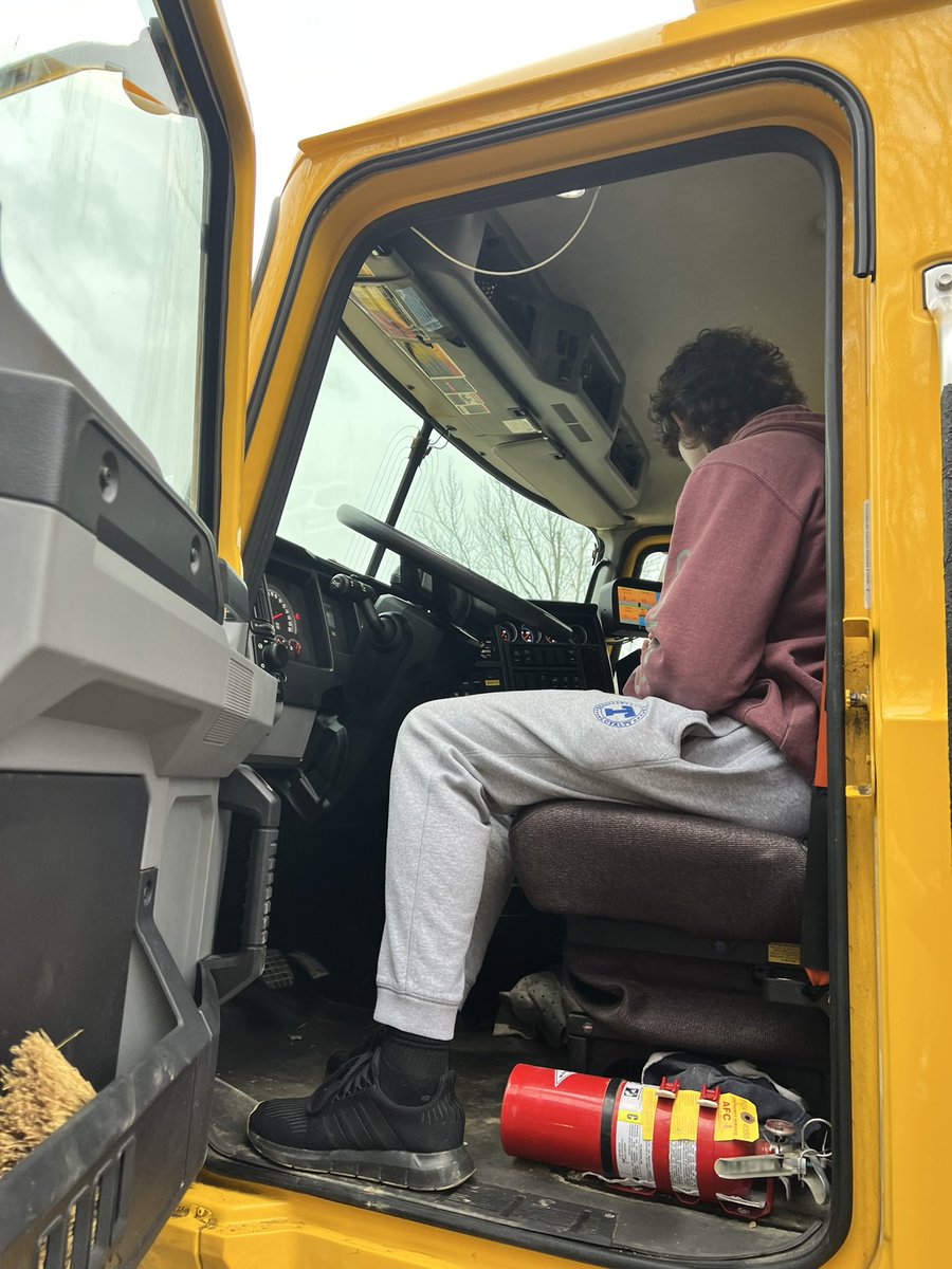SaddYts's tweet photo. Trinity SADD/YTS students met with PennDOT professionals to learn more about safe driving when salt plow trucks are out. They had the chance to get an up close look at the inside too! https://t.co/bVDn5fRSbK