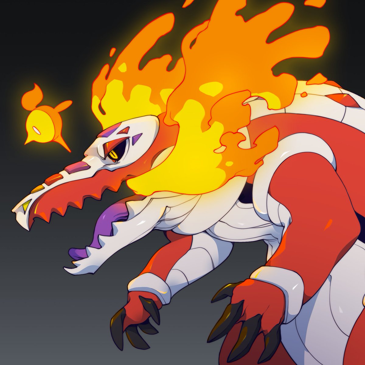 pokemon (creature) no humans tongue fire solo open mouth colored sclera  illustration images