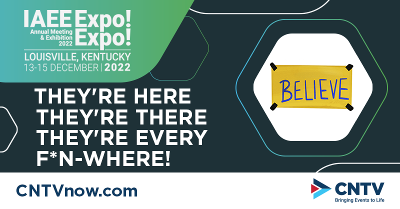 CNTV's tweet photo. It wouldn’t be a proper sendoff to Carrie Ferenac as Chair of IAEE Board without a Ted Lasso quote so we’ll beat her to it. During @IAEEHQ Expo! Expo!, you’ll be able to say the famous Roy Kent chant for the CNTV team:

THEY’RE HERE
THEY’RE THERE
THEY’RE EVERY F*N-WHERE https://t.co/EHRJJjSl8G