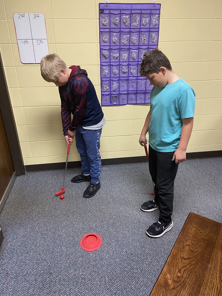 When PE moves to the music room so the music department can practice for the concert 🎶 we practice putting!