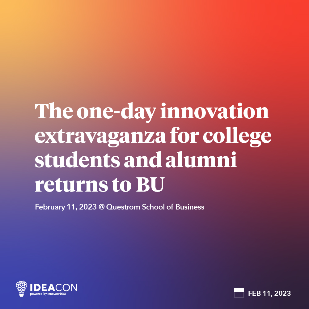 InnovateBU's tweet photo. Announcing #IDEACon2023! The largest collegiate innovation conference in New England is perfect for you if you’re new to the innovation space, a seasoned founder, or in the middle.
Less than 50 early bird tix remain, rsvp today and get exclusive swag!
https://t.co/ihosTjmKtY https://t.co/3EoZ91DbZF