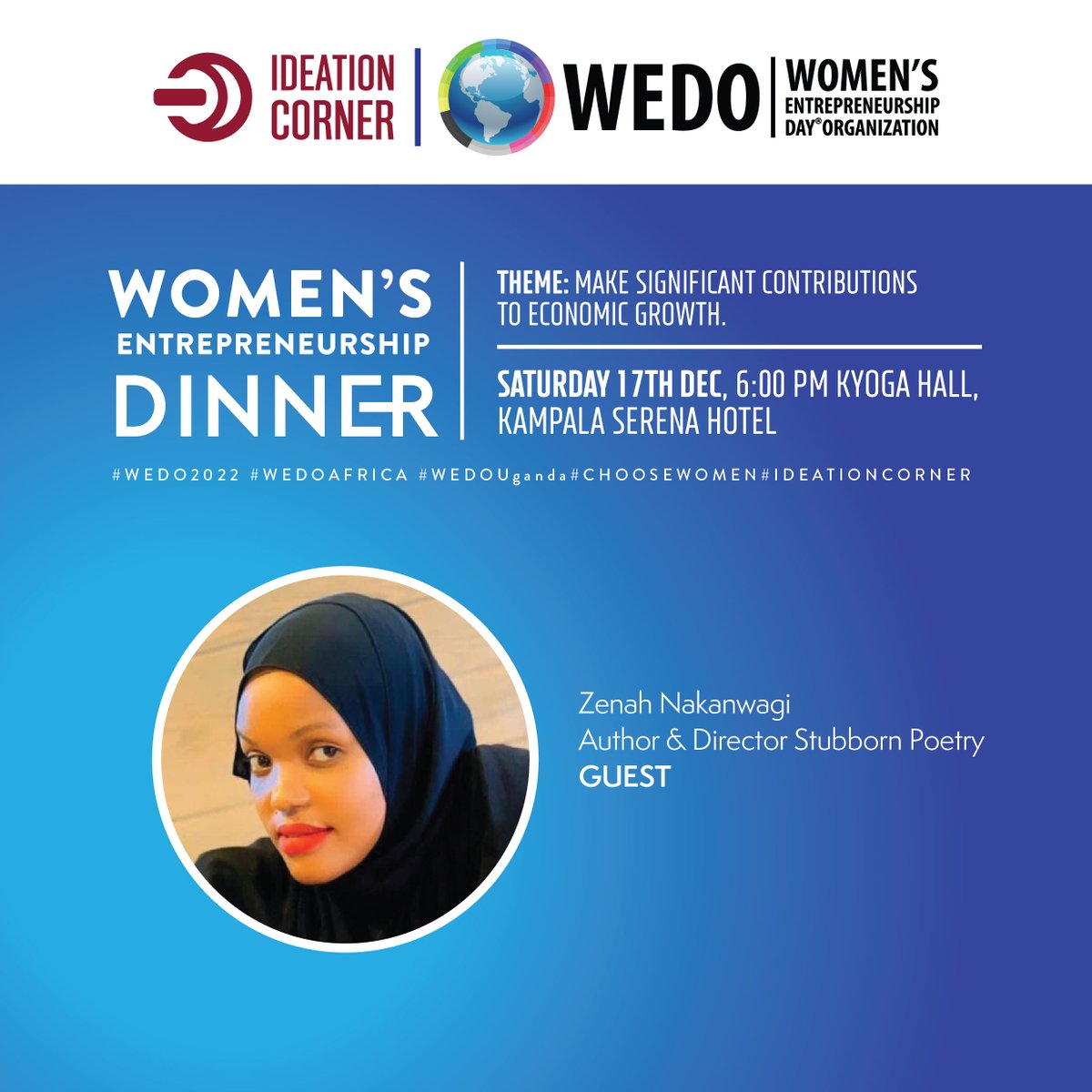 IdeationCorner's tweet photo. Women's Entrepreneurs Dinner Guests | @damali_ssali
 
@TheZenah, Author &amp; Director - @StubbornPoetry

Bridget Wamai, Co-founder - Luscent Store 

@ivy_kayitesi, Co-founder – @imanitech  

#ChooseWOMEN #WEDOUganda #WEDO2022 #IdeationCorner #WEDOAfrica  #WomenWOW https://t.co/vRa6IieqSZ