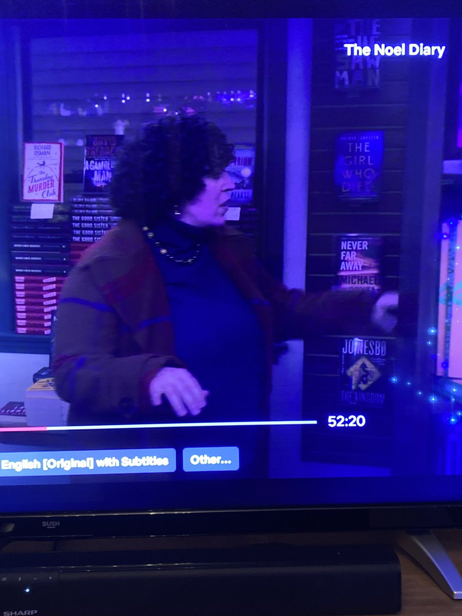 CarrieButler1's tweet photo. @richardosman Did you know you have a small part in this film currently on Netflix? I’d recognise that book cover anywhere! #ThursdayMurderClub #bookshop https://t.co/nGGca1Fklw