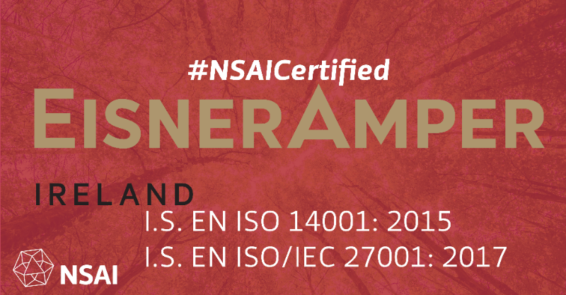 NSAI_Standards's tweet photo. A huge congratulations to @EisnerAmperIE who received certification to the following world-class business standards in 2022!

✔️ I.S. EN ISO 14001: 2015
✔️ I.S. EN ISO/IEC 27001: 2017 https://t.co/PPJBJNrKD9