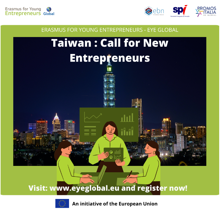 SPI_SOC's tweet photo. Are you an entrepreneur in the EU who want to broaden their networks and learn more about Taiwanese business? Join us at #EYEGlobal!

👉Visit: https://t.co/Fv0wtdXd8T &amp; register at https://t.co/ZNSgbB0mPc

@EU_EYEglobal  #Newtentrepreneur @SPI_SOC  @EUBIC  @PromosItalia https://t.co/5aw5W0Y7hX