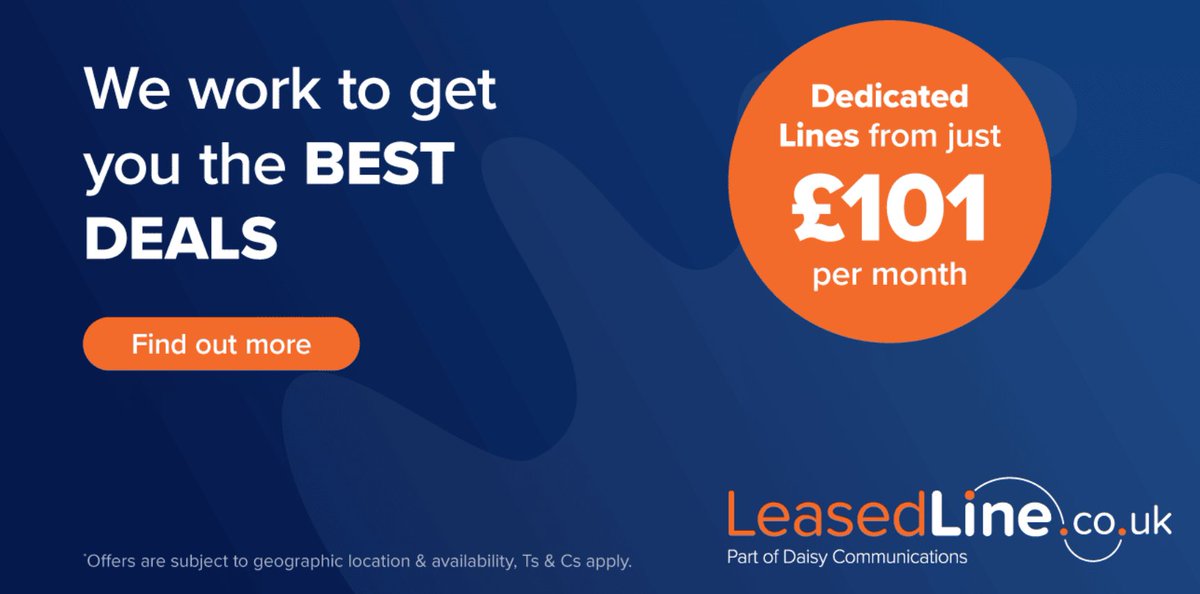 UKLeasedLine's tweet photo. Get dedicated business leased lines from as little as £101 per month. Request a callback now to speak to one of our expert advisors. https://t.co/mgZziUnRXr https://t.co/tdPBFUkVMi