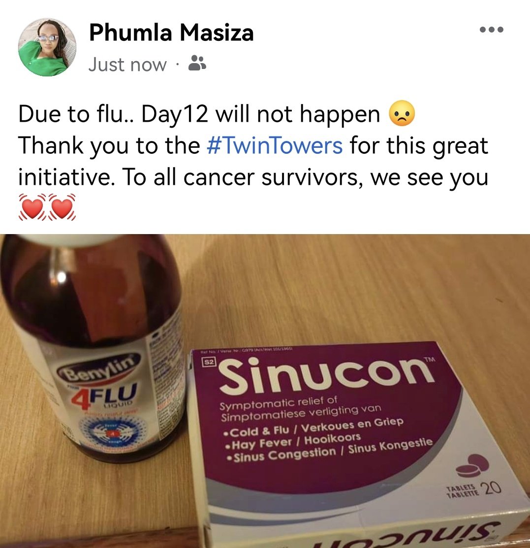 Day12 will not happen
#TwinTowers
#cancerawareness
#CancerMustFall
#RunningWithTumiSole
#FetchYourBody2022
