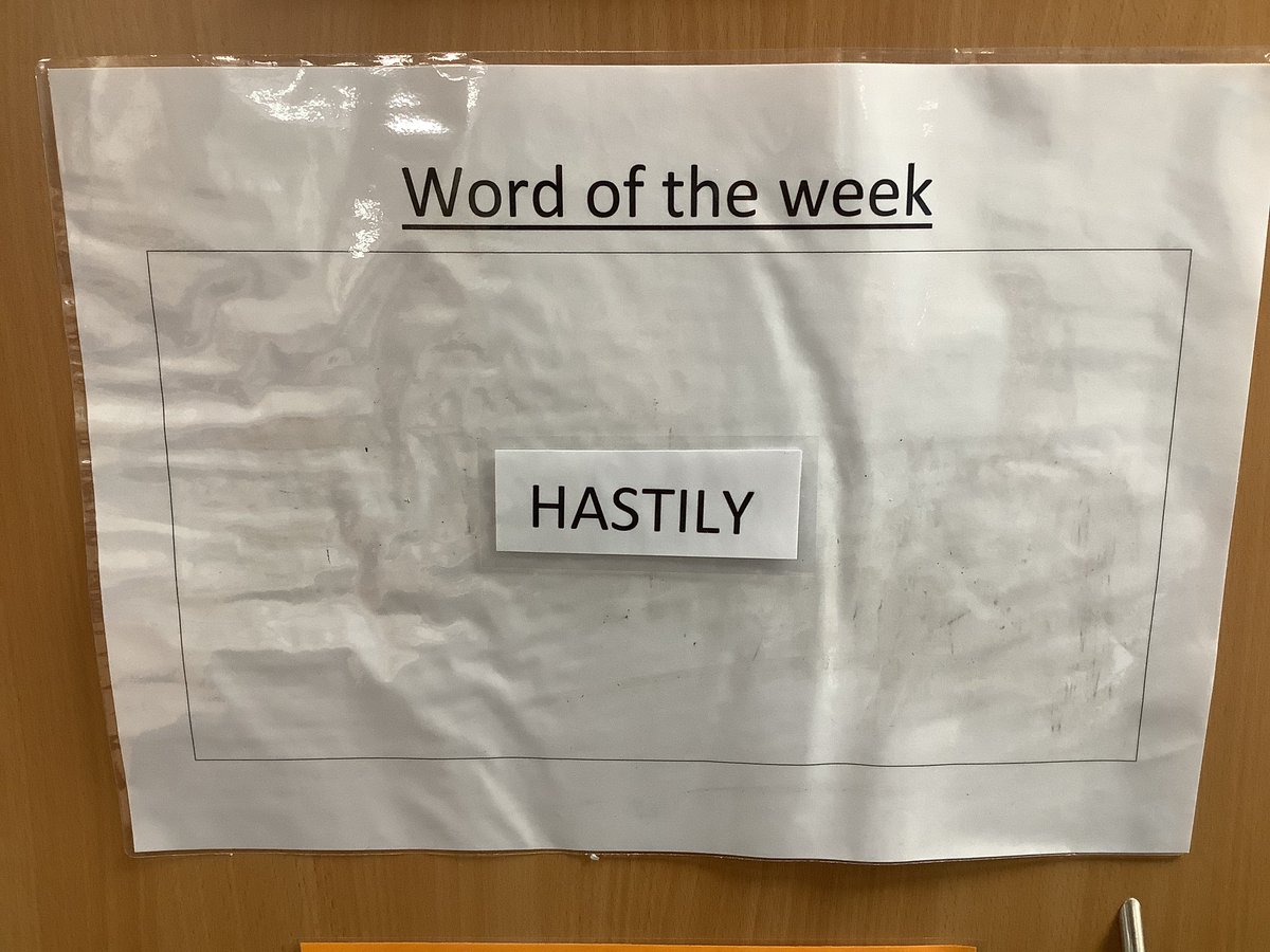 StAgnesY3's tweet photo. Year 3s word of the week is hastily… can you use it in a sentence? https://t.co/mykNEj13EZ