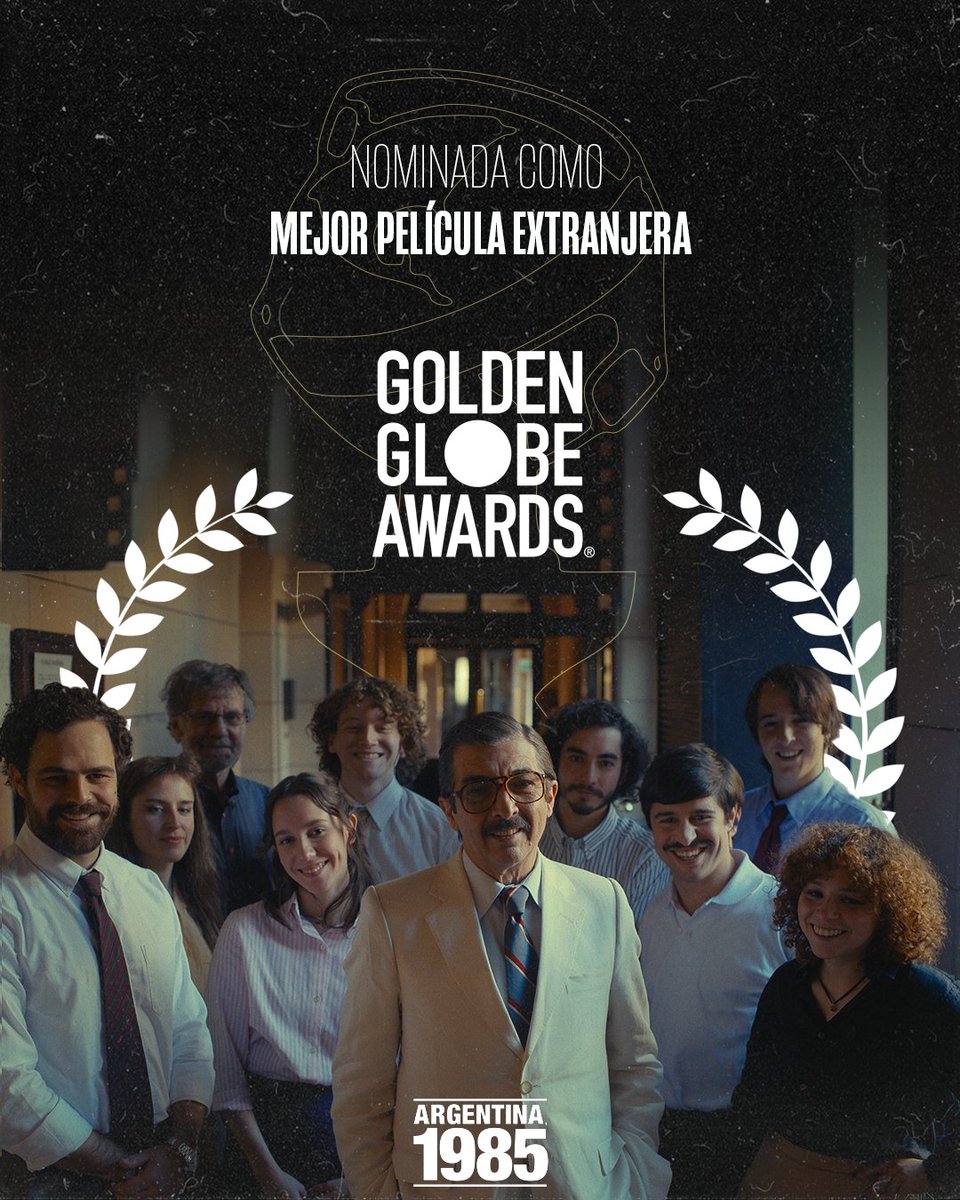 PrimeVideoLat's tweet photo. Felicitaciones a #Argentina1985 🇦🇷 por su nominación como Mejor Película Extranjera en los #GoldenGlobes 2023

@bombitadarin @p_lanzani @chinodarin @AlexKuschevatzk @SantiagoMitre @JorArquello 🏆 https://t.co/8mLPrxaJze