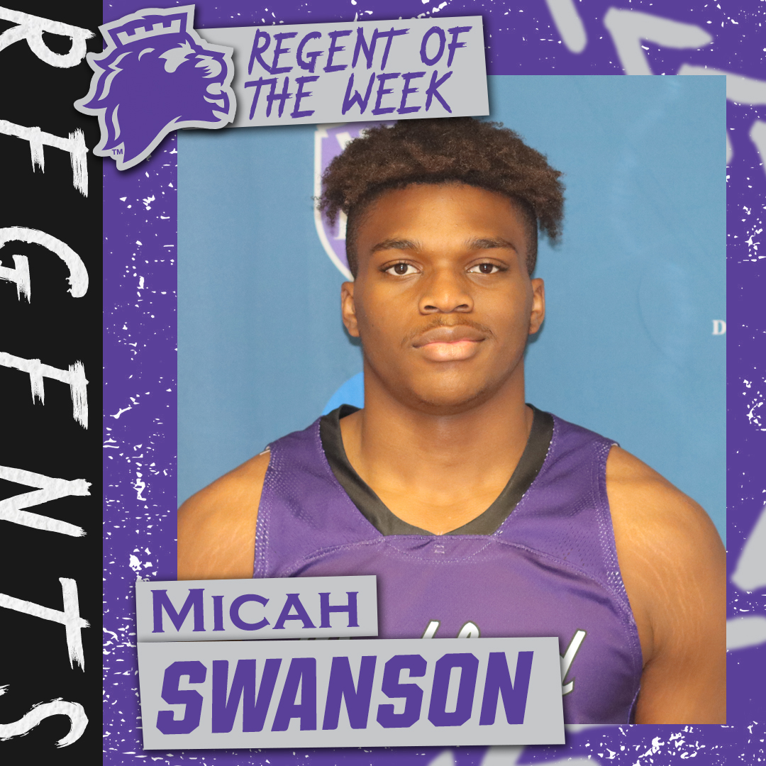 RockfordRegents's tweet photo. Congrats to Micah Swanson on being named Regent of the Week! Micah had a game-high 15 points, 6 rebounds, 1 assist, 1 steal and a career-high 6 blocks in a win over Edgewood. He then had 12 points, a career-high 15 rebounds, 3 blocks and 2 assists against St. Norbert. https://t.co/dSbPtfBobp