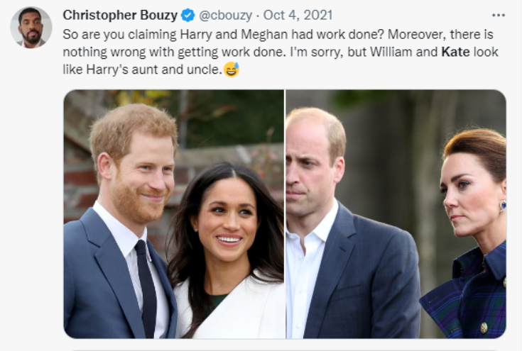 NatetheLawyer's tweet photo. Bouzy is the "harassment campaign" expert in the Harry/Meghan Netflix PR campaign.  

Do you know that he was actually conducting a harassment campaign against Prince William and his wife. 

Let's see if the media will call it out. Making fun of their looks. https://t.co/o8xZ1L6Sqt