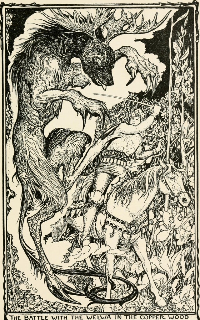 The Battle with the Welwa in the Copper Wood by Henry Justice Ford 