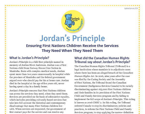 Today marks 15 years since #JordansPrinciple, a law that guarantees First Nations children access to care/services where and when they need them, was passed in the House of Commons. Read about some common myths related to #JordansPrinciple: ow.ly/IrjL50LYEyN