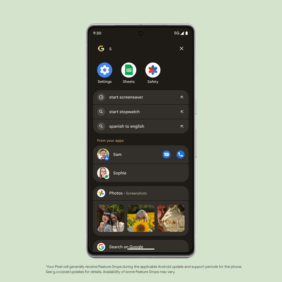 Finding something on your phone or the internet just got easier with Pixel’s latest #FeatureDrop.¹

Navigate to apps, find conversations, get answers, and even take actions within apps—all with just one quick search. 🔍

Learn more: goo.gle/featdropdec22