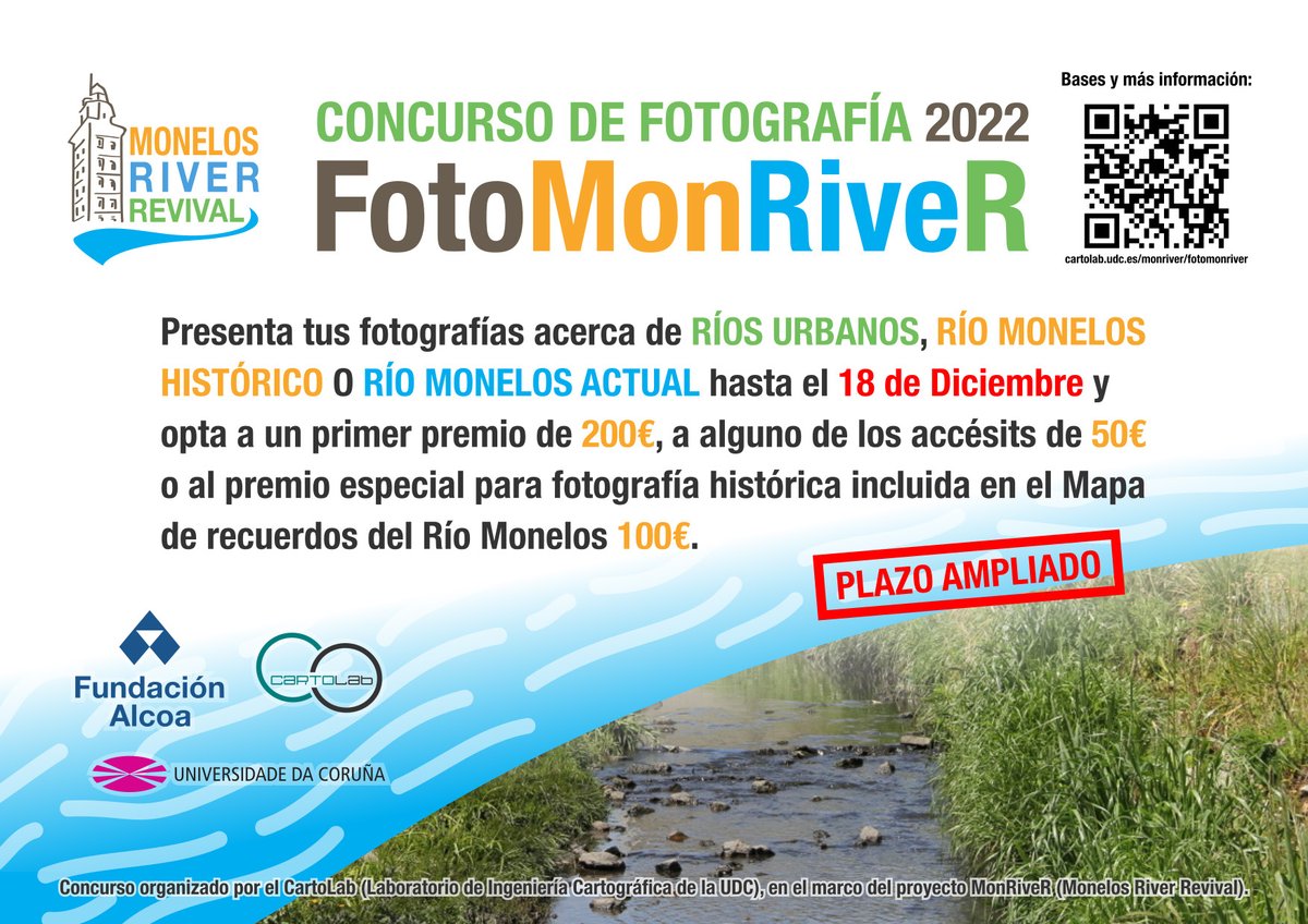 cartolab's tweet photo. Se amplia hasta el 18 de diciembre el plazo para enviar fotografías de ríos urbanos al concurso FotoMonRiveR #MonRiveR Más información en https://t.co/xsW5sMXvOA https://t.co/rVOEen8N1l