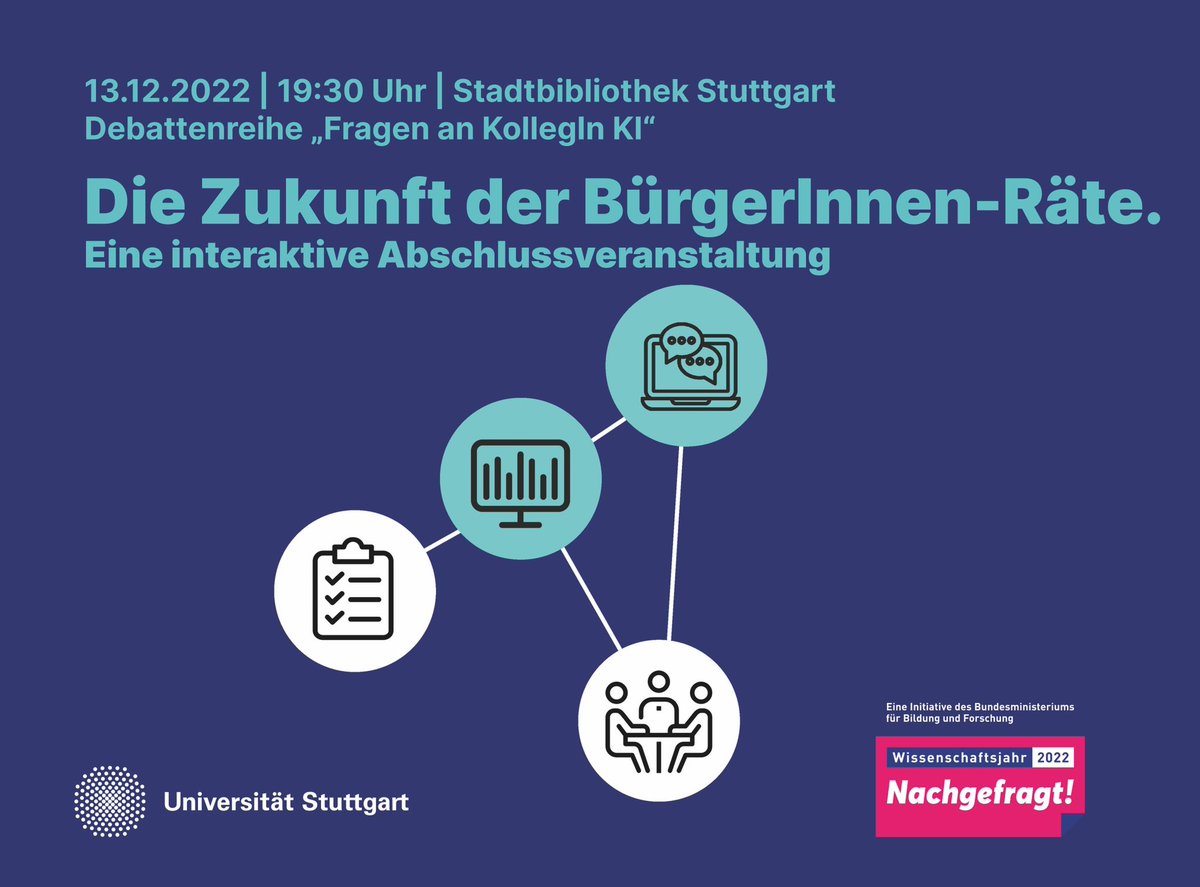 ❗️Morgen, 19.30 Uhr in der Stadtbibliothek #Stuttgart! 
❗️Mit einem Grußwort von Barbara Bosch, Staatsrätin für #zivilgesellschaft und #bürgerbeteiligung der <a href="/RegierungBW/">Landesregierung BW</a> 
#bürgerrat #kolleginki 

➡️ bit.ly/3hjYJFQ