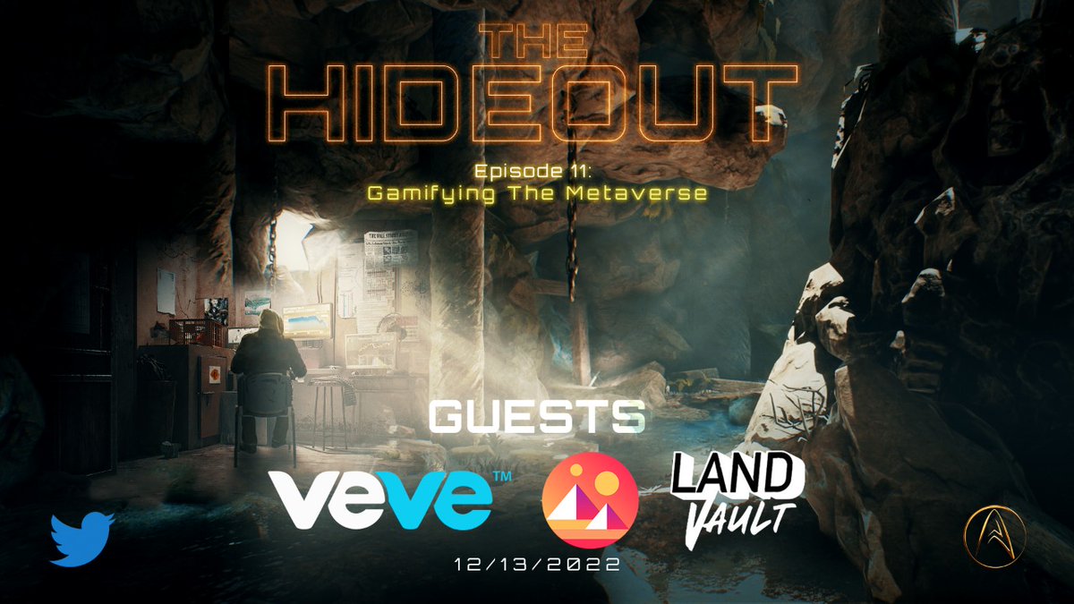 🌐The Hideout - Ep. 11 - Gamifying the Metaverse - Guests: @TheLandVault, <a href="/decentraland/">Decentraland</a> and <a href="/veve_official/">VeVe | Digital Collectibles</a>!🌐
 
Join us tomorrow at 10AM PST / 1PM EST for a fun discussion with our guests!

x.com/i/spaces/1lPKq…
 
#Satoshiverse #NFT #MetaverseNFT