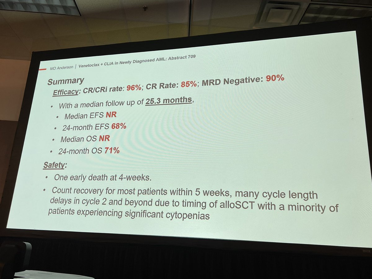 #ASH22 #leusm Reville: CLIA-Ven is a great regimen but still could benefit from additional optimization due to prolonged cytopenias during consolidation cycles and associated infections.