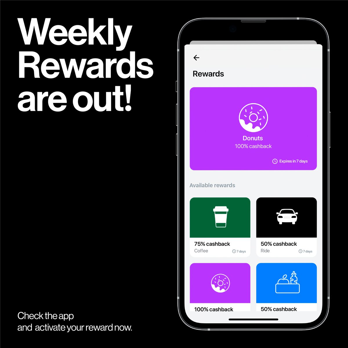 TeldaApp's tweet photo. Your weekly rewards are out!
We’ve got some special rewards this week. Check the app and activate your first one now! 🤑
#payplay #moneyapp https://t.co/aAAonaBDG3