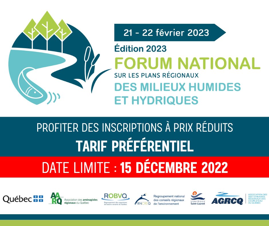 CREMonteregie's tweet photo. Forum national sur les #PRMHH
Inscription au tarif préférentiel jusqu'au 15 décembre 
21-22 février 2023
Ce forum vise à mieux outiller les participants pour la mise en œuvre des actions qui assureront la conservation des #milieuxhumides et hydriques 
▶ https://t.co/uQSE5rtCnP https://t.co/KonceaFET1