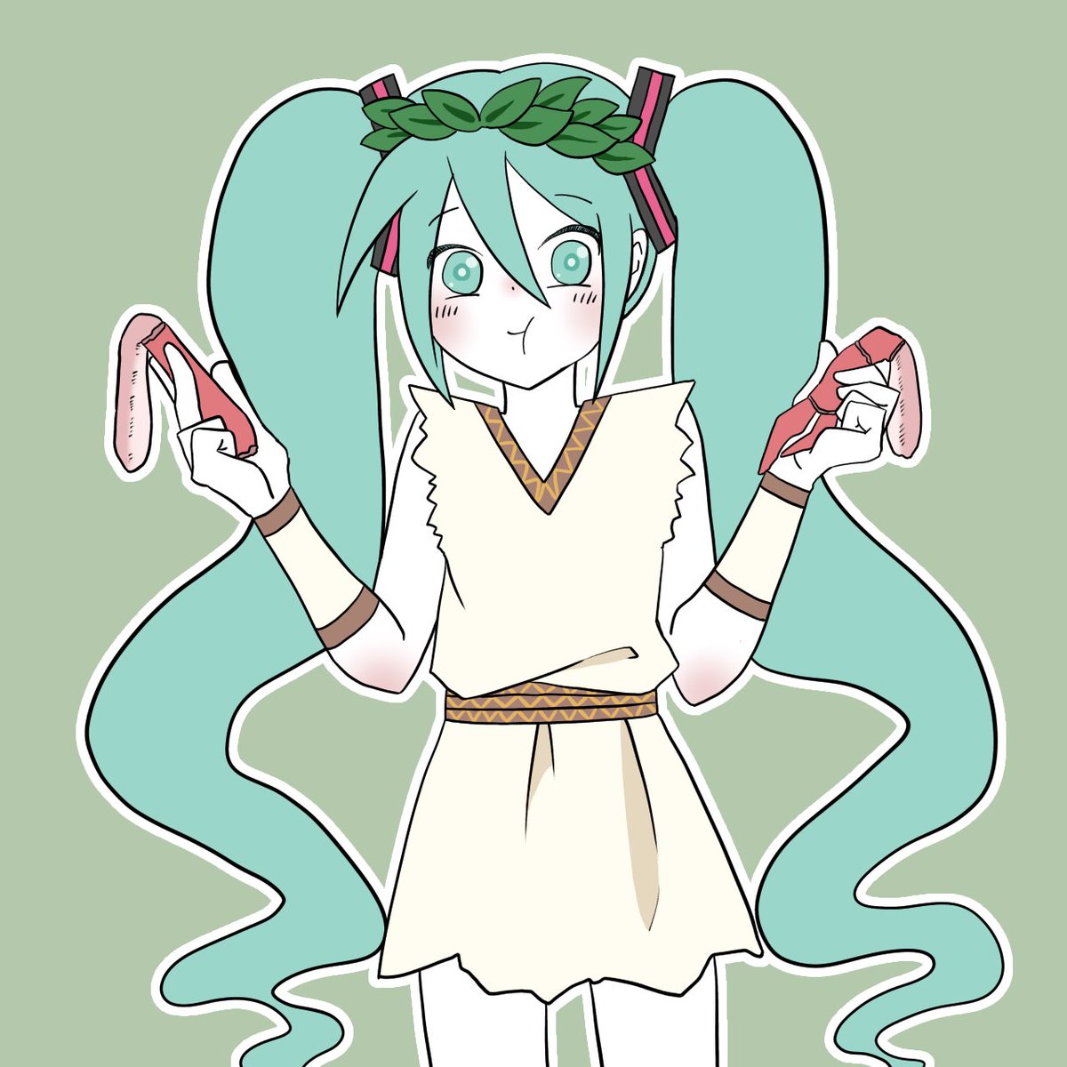 初音ミク 「メロスが激怒してカニを与えられるやつ#TLの裏でマンボウPのファンアートが死んで」|笹宮ささみのイラスト