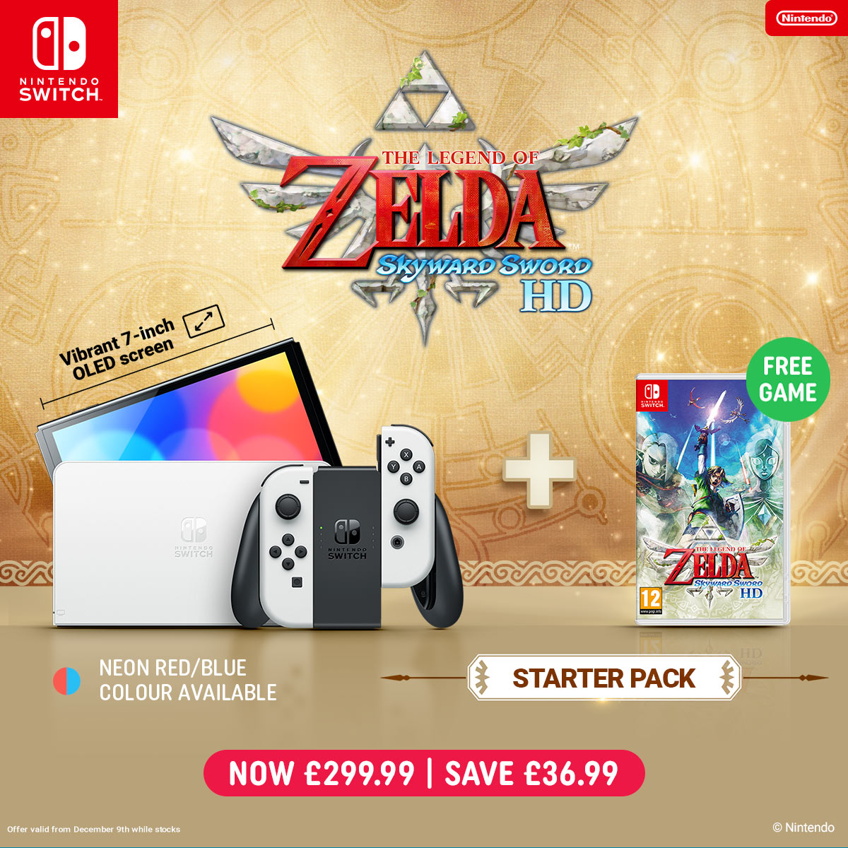 Nintendo Switch OLED Neon Red Blue, The Legend of Zelda: Skyward