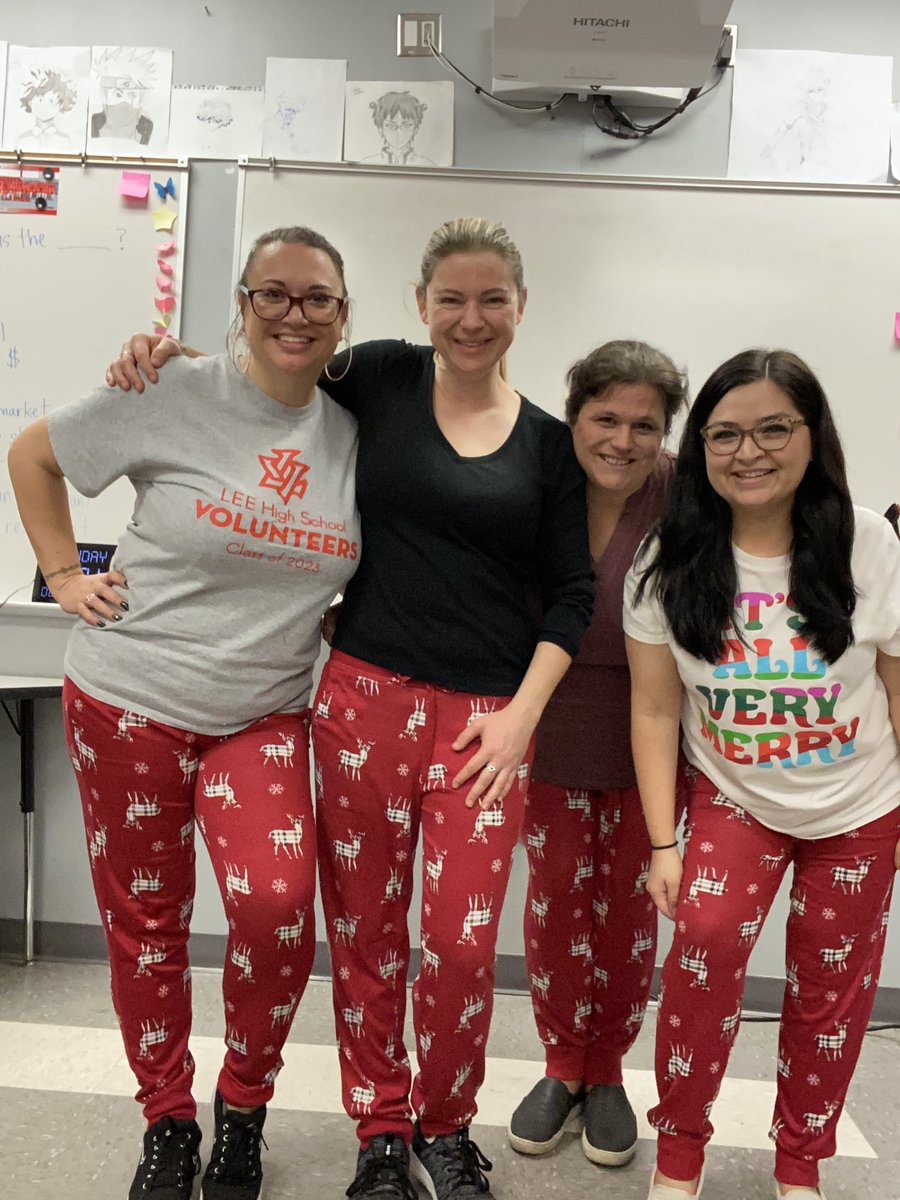 Holiday PJs day at school. Grateful for my wonderful colleagues <a href="/leeneisd/">LEE VOLUNTEERS</a>