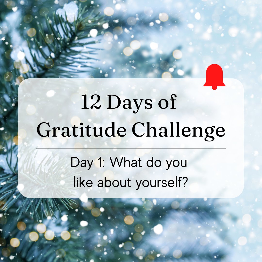 Welcome to Day 1 of the 12 Days of #Gratitude Challenge! In the next 12 days, we'll cover cool information about WHY practicing gratitude is important or challenge you with simple actions to practice! #mHealth #healthapp #healthtech #financialincentives #Leeds #leedsbusiness