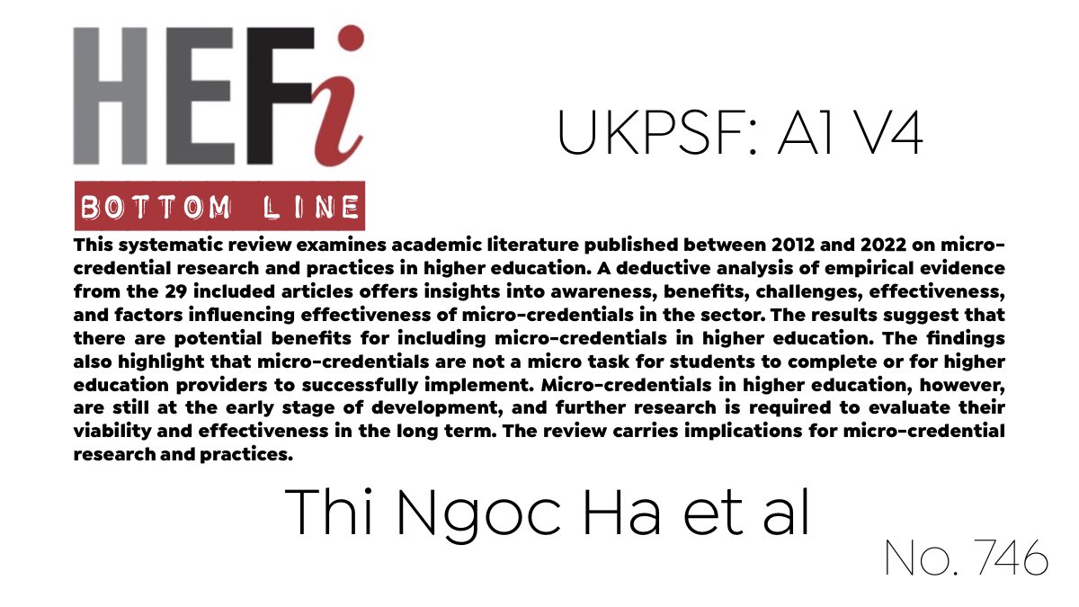 UoB_HEFi's tweet photo. #BottomLine No. 746: A systematic literature review of micro-credentials in higher education: a non-zero-sum game

https://t.co/ZfXwFeonEz https://t.co/y7spDpnAYJ