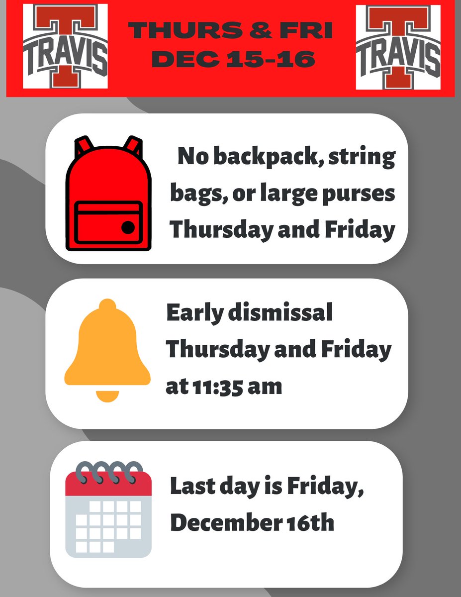 Important information for this Thursday and Friday, Tigers! 🐅