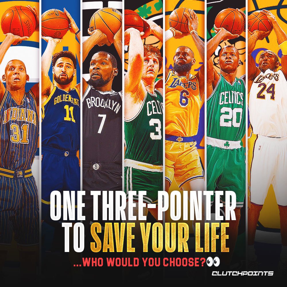 ClutchPoints's tweet photo. So many clutch three pointers sank from this list, but who you got, Clutchfam? 🤔

Reggie Miller
Klay Thompson
Kevin Durant
Larry Bird
LeBron James
Ray Allen
Kobe Bryant https://t.co/vhYVOrCpdl