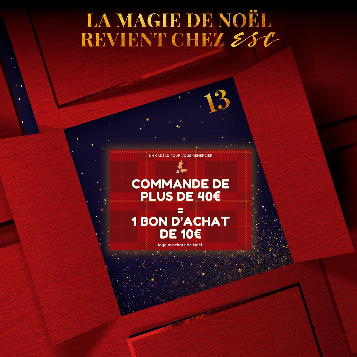 ESC_Films_'s tweet photo. 🎄 JOUR 13 - Pour toute commande de 40€ ou plus, bénéficiez d'un bon d'achat d'une valeur de 10€ 🎄
⚠️ OFFRE VALABLE PENDANT 24H
👉 Alors à vos paniers : https://t.co/ekMKApAbkI
#ESC #BonDAchat #Calendrierdelavent #Noël #Christmas #Xmas #Cadeaux #Gift #JeuConcours #giveaway https://t.co/LXj4BQoH6x