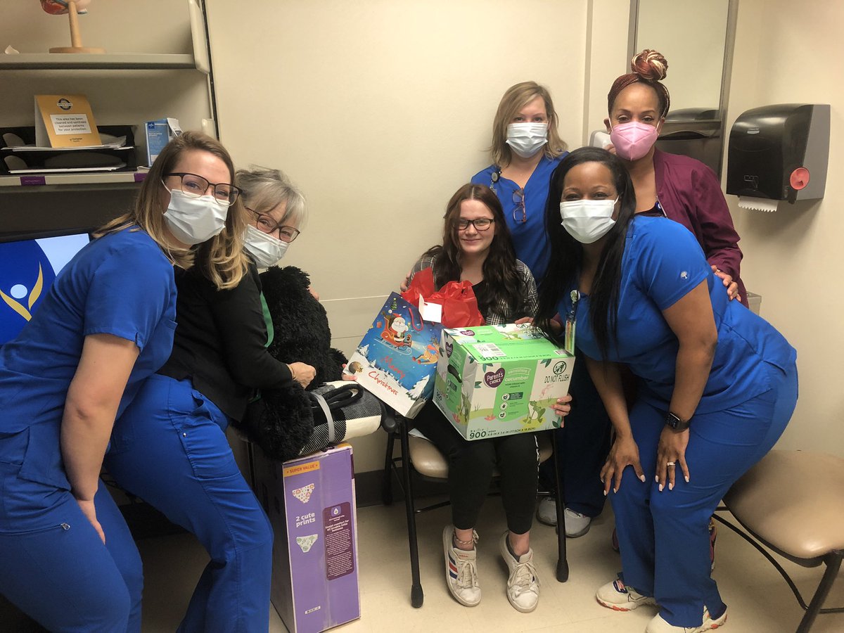 OchsnerCardio's tweet photo. Making the season bright! Some of our coordinators spreading Holiday cheer to this brave young lady who made 6 months post HTx! *Pics posted with permission #HTSRocks @Skhatib55 @OchsnerHealth @OchsnerCVFellow https://t.co/xs3pcA9Ejx