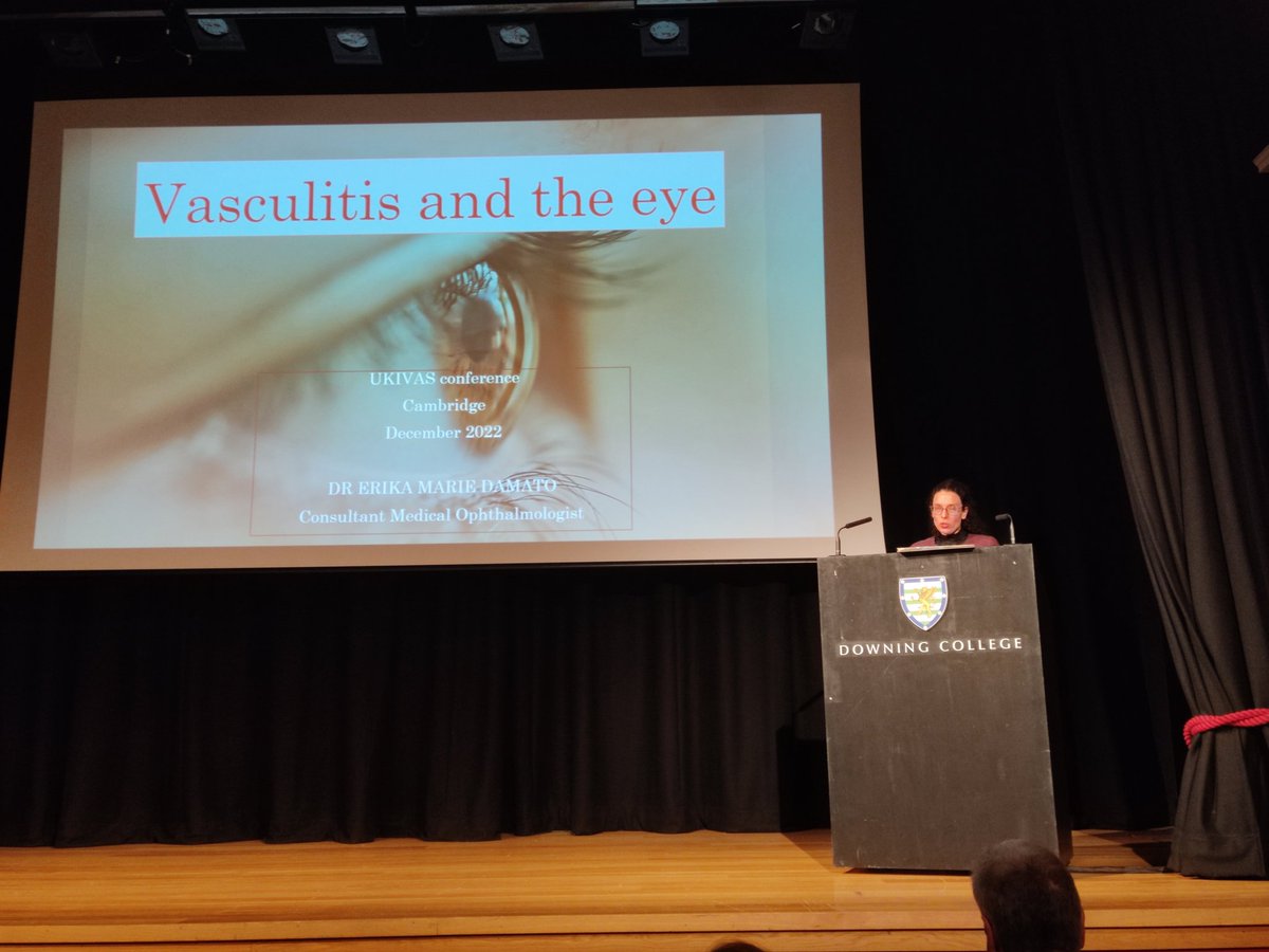 Dr Erika Damato gave a great presentation on #vasculitis and the #eye,
GPA, GCA and Behcets at 
#ukivascambridge2022 
#UKIVAS #vasculitisuk