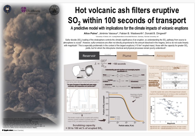 🌍 #AGU2022 : Poster 1/2 🌍
Today is all about volcanoes, SO2, and how transport-reactive processes may influence SO2 yields to the atmosphere following an explosive eruption.

For those at AGU, come chat between 2:45 PM - 6:15 PM in Hall A  (board 1329) 👋🏼