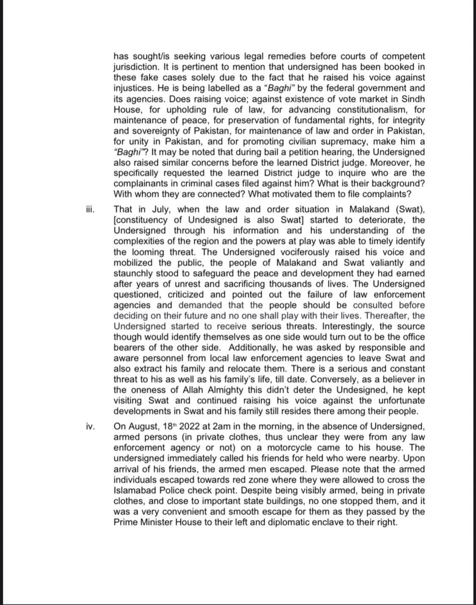 ImranKhanPTI's tweet photo. I am appealing to the CJP to take notice of this letter's content. Already Senator Swati continues to suffer the worst form of human rights abuses sadly without any intervention from our honourable Judiciary. https://t.co/AWwfzbt5ls