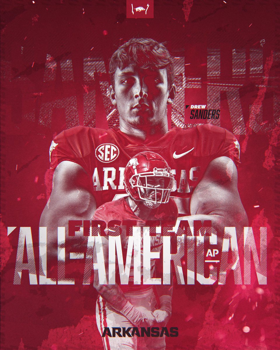 🇺🇸 @AP 𝐅𝐢𝐫𝐬𝐭-𝐓𝐞𝐚𝐦 𝐀𝐥𝐥-𝐀𝐦𝐞𝐫𝐢𝐜𝐚𝐧 🇺🇸 @Drew_16Sanders is the first Arkansas LB to earn first-team honors from the AP since 1964.