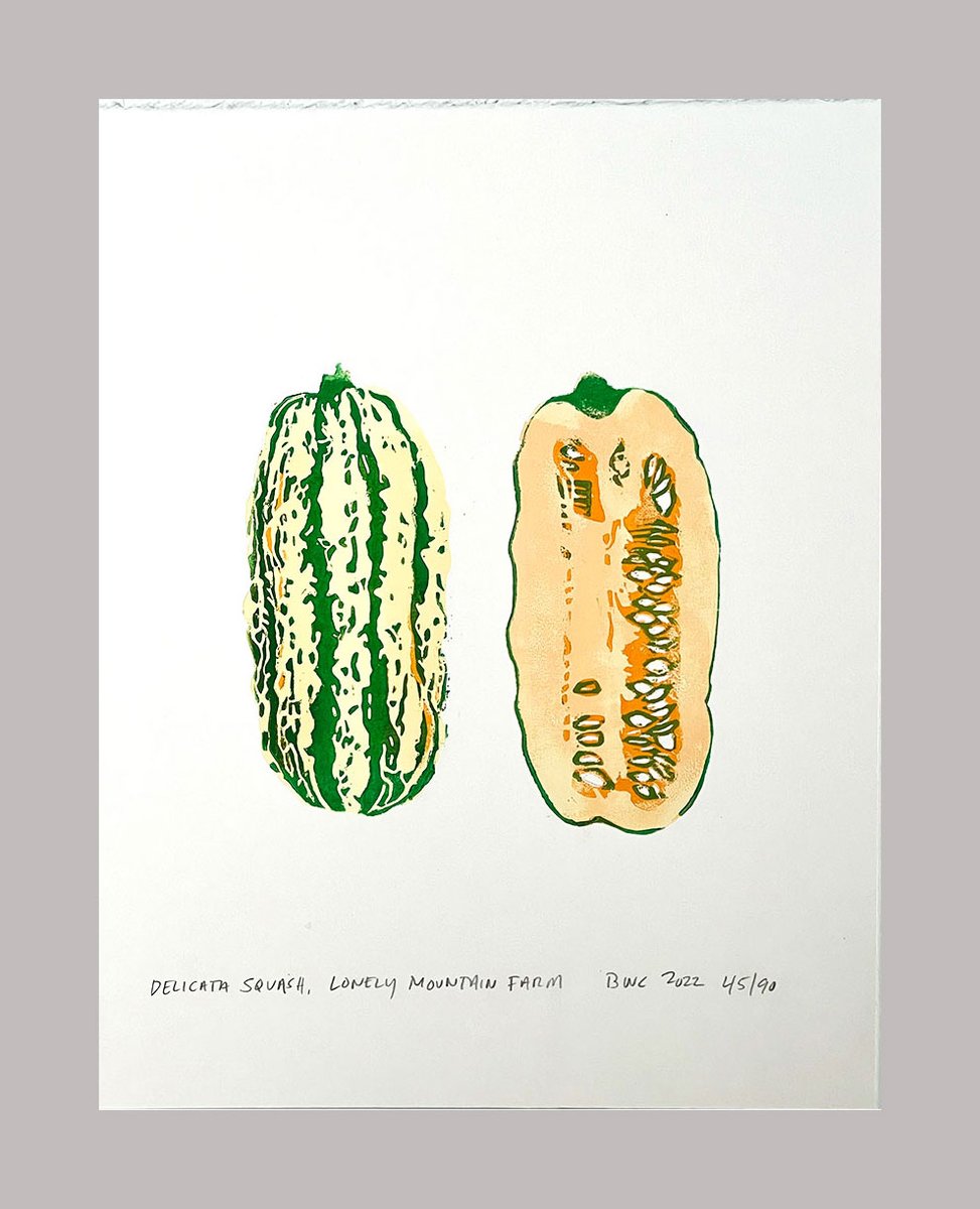 A limited number of hand-carved linoleum block prints created by Edible San Francisco Publisher Bruce Cole, are available for purchase now, just in time for holiday gift-giving. Delicata Squash, Lonely Mountain Farm ediblesanfrancisco.com/product/delica…