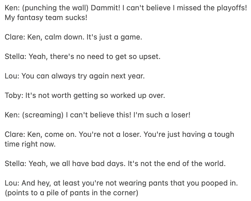 FB_Dive's tweet photo. Tired: using AI to do my work or make the world a better place

Wired: using AI to write a script about my buddy's gf and dogs consoling him after choking his way out of the fantasy playoffs https://t.co/SfqcdG8LB3