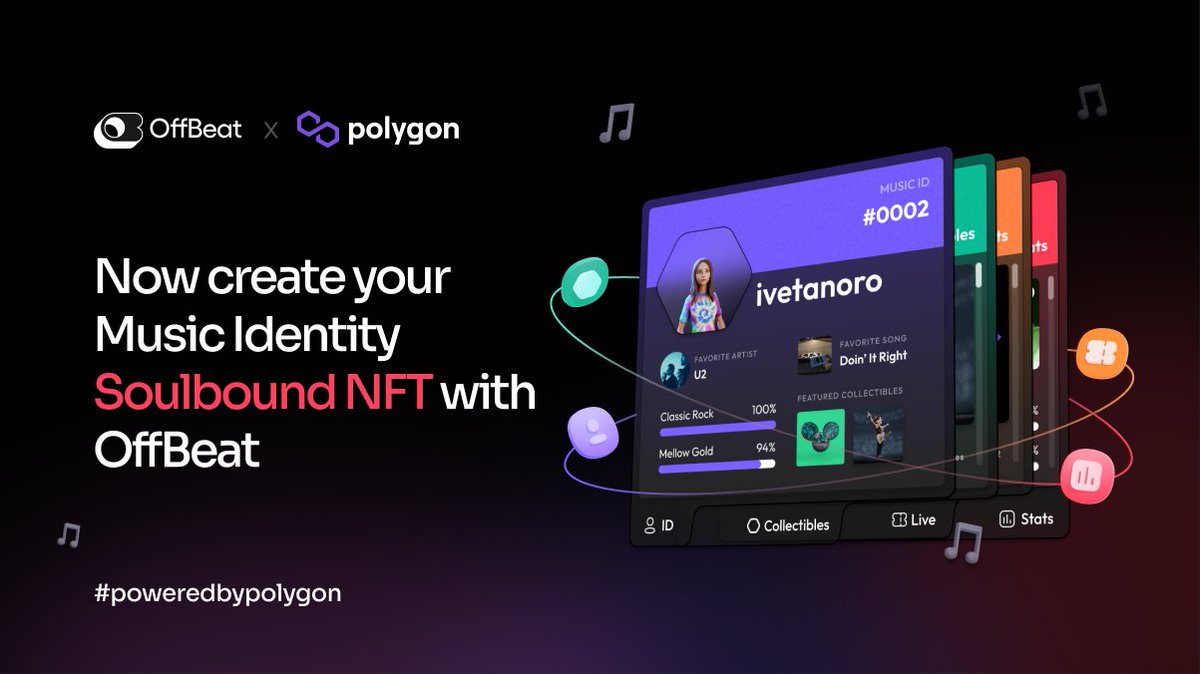 🎶 <a href="/OffBeat_App/">OffBeat</a> teamed up with @PolygonStudios to launch The Music ID on <a href="/0xPolygon/">Polygon</a>.

🎶 #OffBeat is the place where you can express yourself through music, discover new musical friends, and be rewarded for your fandom.

🔽INFO
offbeat.community