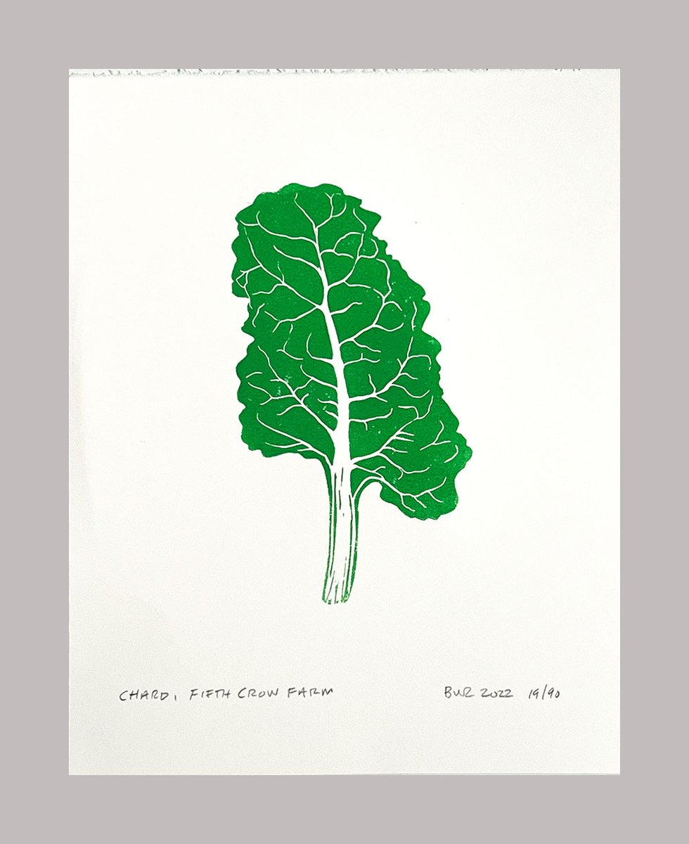 A limited number of hand-carved linoleum block prints created by Edible SF Publisher Bruce Cole, are available for purchase now, just in time for holiday gift-giving. Chard, Fifth Crow Farm ediblesanfrancisco.com/product/chard-…