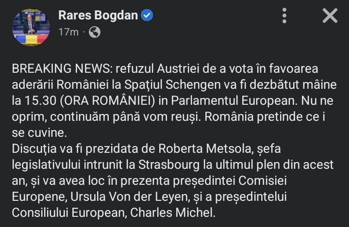 AlexutuAnth's tweet photo. Refuzul Austriei de a vota în favoarea aderării României la Spațiul Schengen va fi dezbătut mâine la 15.30 in Parlamentul European. România pretinde ce i se cuvine.Discuția va fi prezidata de Roberta Metsola, șefa legislativului intrunit la Strasbourg ! #boycottaustria https://t.co/TGLsrwBicv