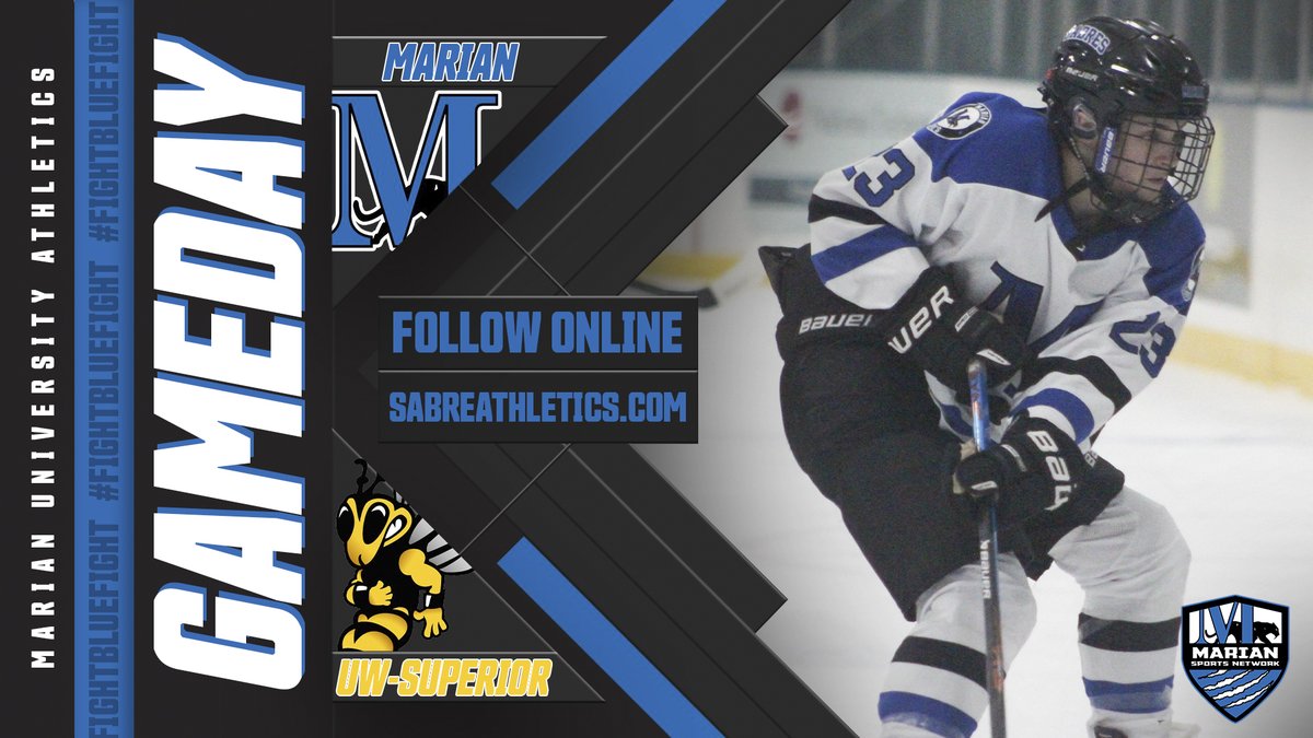 #GAMEDAY! <a href="/MarianWHockey/">Marian University Women’s Hockey</a> takes on UW-Superior in a matinee non-conference match-up to conclude the first half! #FightBlueFight 

📍- Blue Line Family Ice Center
⏰- 2:30 PM
💻-  tinyurl.com/yc8t6rvg
📈- tinyurl.com/2b5oteor
📰- tinyurl.com/2nq4lauk