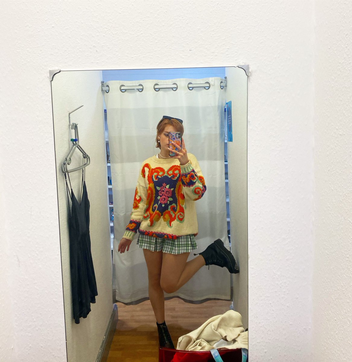 sleepytimebun's tweet photo. by an absolute country mile this gorgeous 100% cotton 80s Next jumper, have not taken it off since I found it in a charity shop. she’s an outfit all by herself and never fails to get compliments on the colour and pattern and I love her dearly #secondhandfind https://t.co/zCzxlvYij7