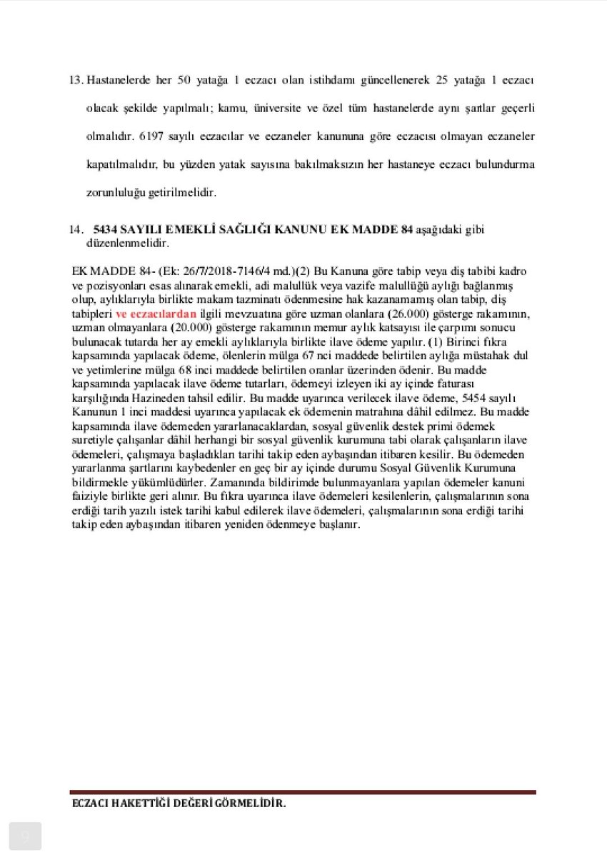 KamuEczacılarının Talepleri
Taban 2,26
Teşvik 1,2
Tavan 6,5
Stratejik Personel Havuzundan Ödeme
<a href="/saglikbakanligi/">T.C. Sağlık Bakanlığı</a> 
<a href="/drfahrettinkoca/">Dr. Fahrettin Koca</a> 
<a href="/RTErdogan/">Recep Tayyip Erdoğan</a> 
<a href="/DrRecepAkdag/">Recep Akdağ</a> 
<a href="/dbdevletbahceli/">Devlet Bahçeli</a>