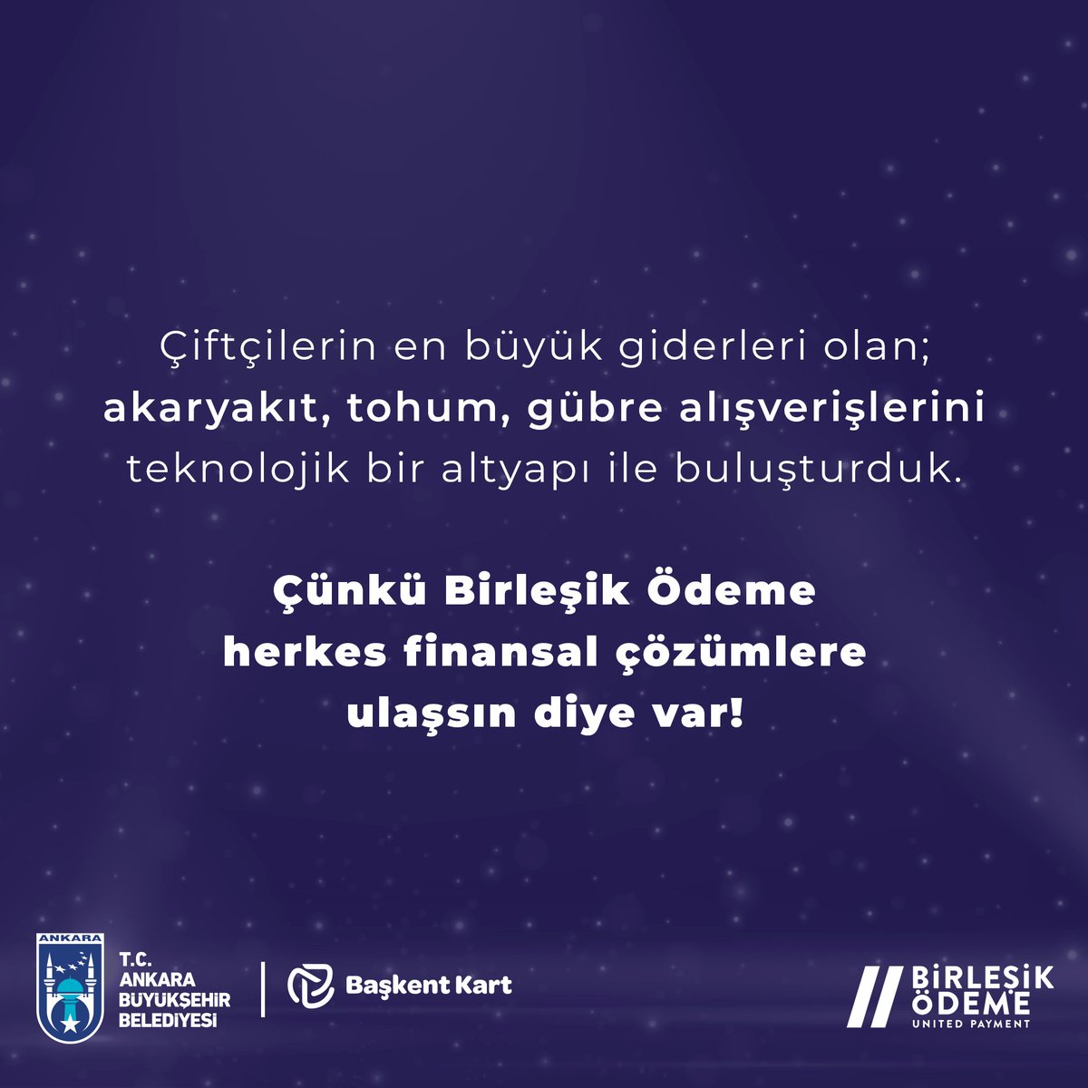 <a href="/ankarabbld/">Ankara Büyükşehir</a> ile hayata geçirdiğimiz <a href="/baskent_kart/">Başkent Kart</a> projemiz ile "En İnovatif/Teknolojik Ürün" kategorisinde ödül aldık!🏆
Çiftçilerin en büyük giderleri olan akaryakıt, tohum, gübre alışverişlerini teknoloji ile buluşturan projemizi ödüle layık gören <a href="/FastCompanyT/">Fast Company Türkiye</a> 'ye teşekkürler.