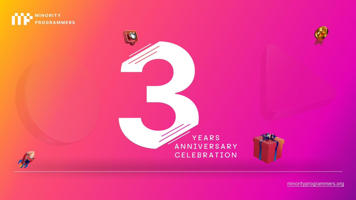 Been an amazing journey: After countless hackathons, hackerhouses, dApps + websites built, talent placed in jobs, workshops held, partnerships formed, lifelong friendships built, projects/teams advised, &amp; so much more Minority Programmers officially turns 3yrs old! 🛠️🎉❤️🌈👩🏾‍💻🎂