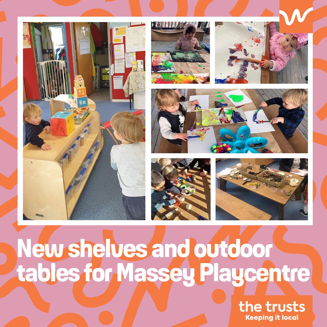 Massey Playcentre brings young children and parents together in a unique learning environment. They received $5,000 from the Your West Support Fund and used it to buy shelves and outdoor tables. Visit our website to learn more. thetrusts.co.nz/blog/massey-pl…