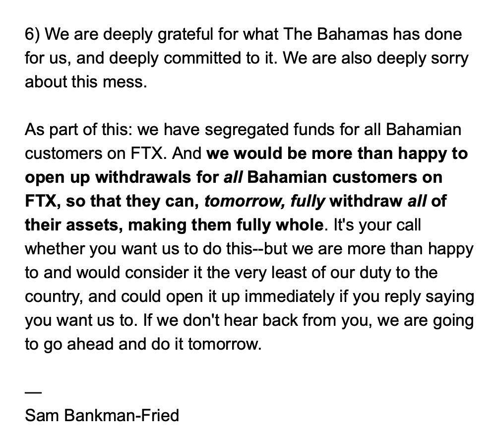 Sam Bankman-Fried emails Attorney General of The Bahamas

November 10, 2022