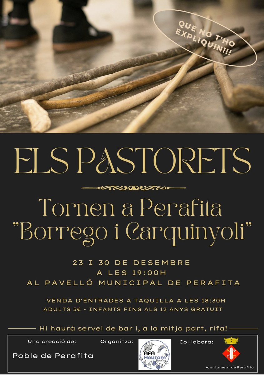 El 23 i 30 de desembre tornen Els Pastorets a Perafita: